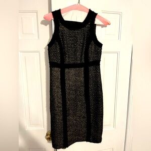 Michael-Michael Kors black/gold tweed sleeveless knee length dress size 4